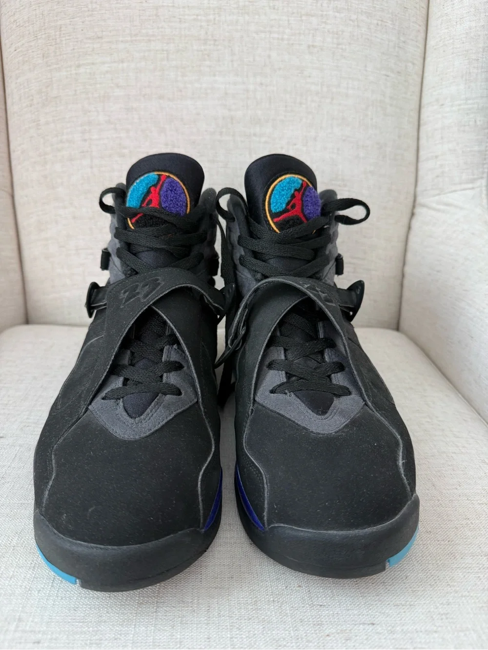 Air Jordan 8 Retro Aqua 2015 Mens Size 11.5 Black Blue Basketball Sneakers Shoes